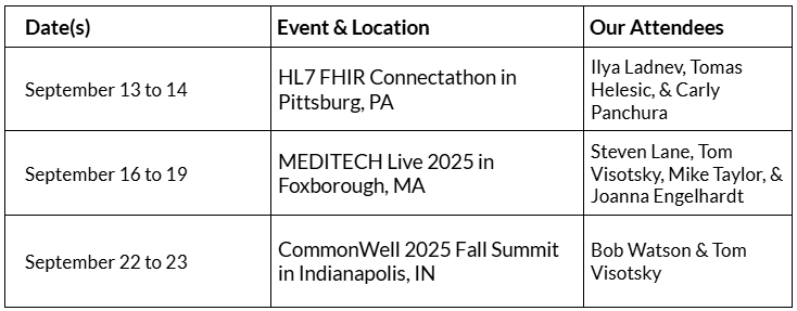 Vine September Events Table